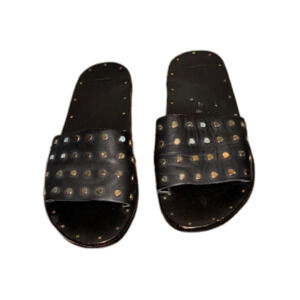 Beek by Two Birds Black Studded Slide Sandals Women’s Leather Slip-On Size 39